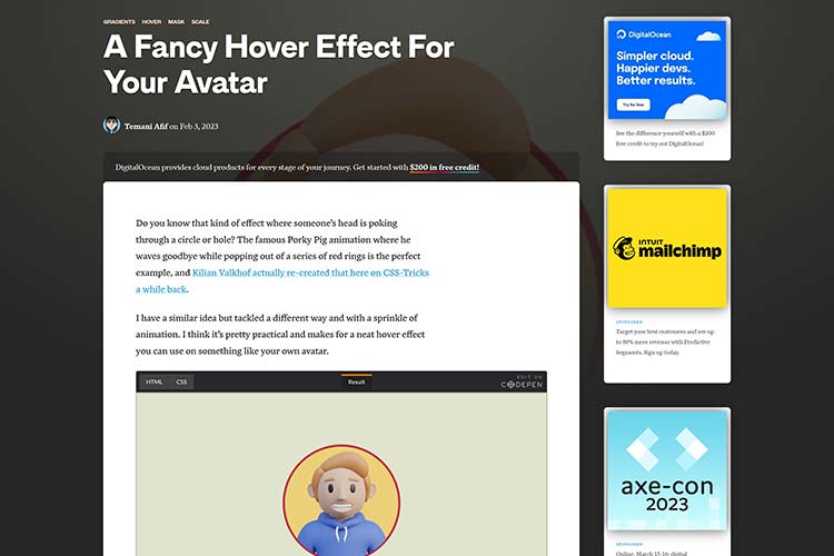 Example from A Fancy Hover Effect For Your Avatar