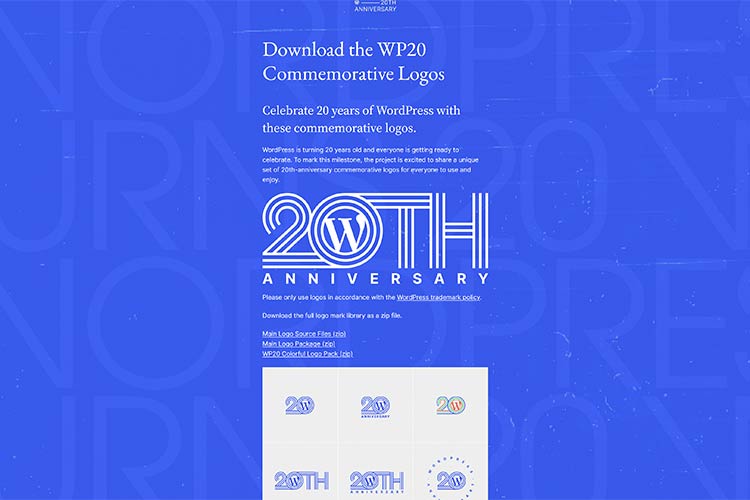 Example from WP20 Commemorative Logos