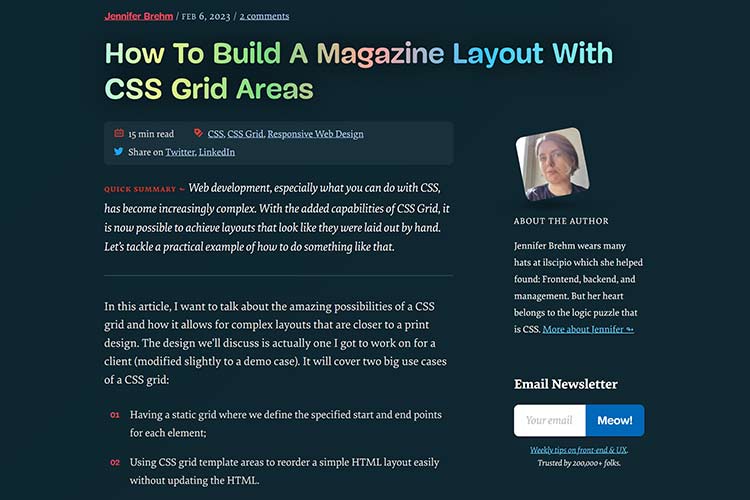 Example from How To Build A Magazine Layout With CSS Grid Areas