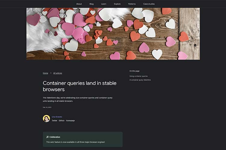 Example from Container queries land in stable browsers