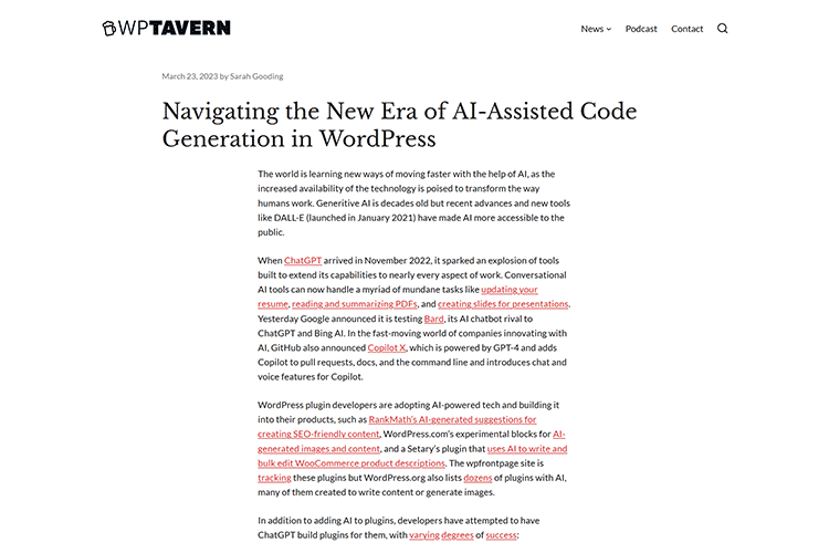 Example from: Navigating the New Era of AI-Assisted Code Generation in WordPress