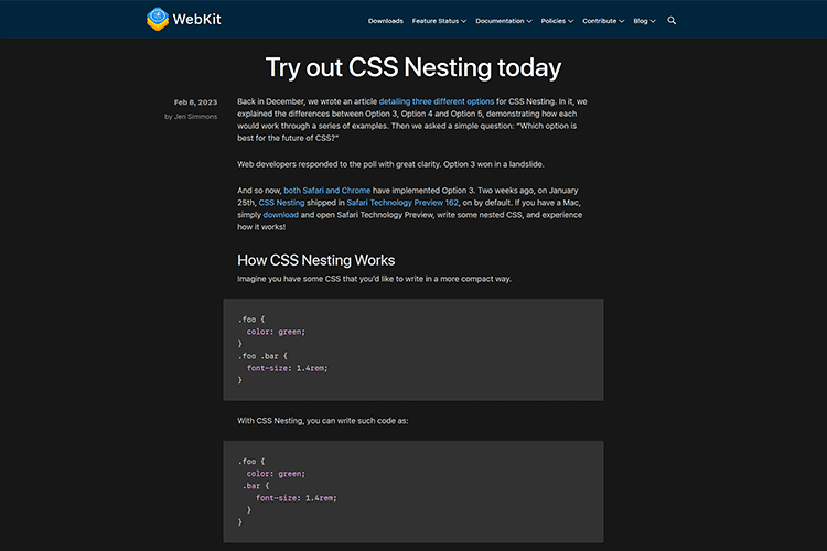Example from Try out CSS Nesting today