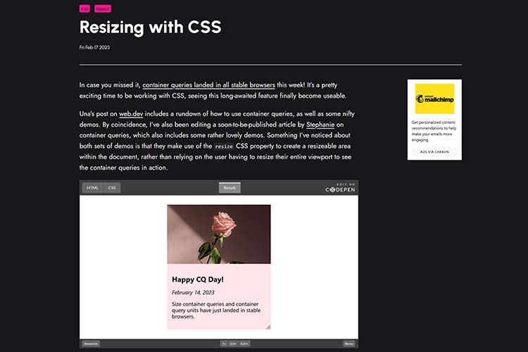 Example from Resizing with CSS