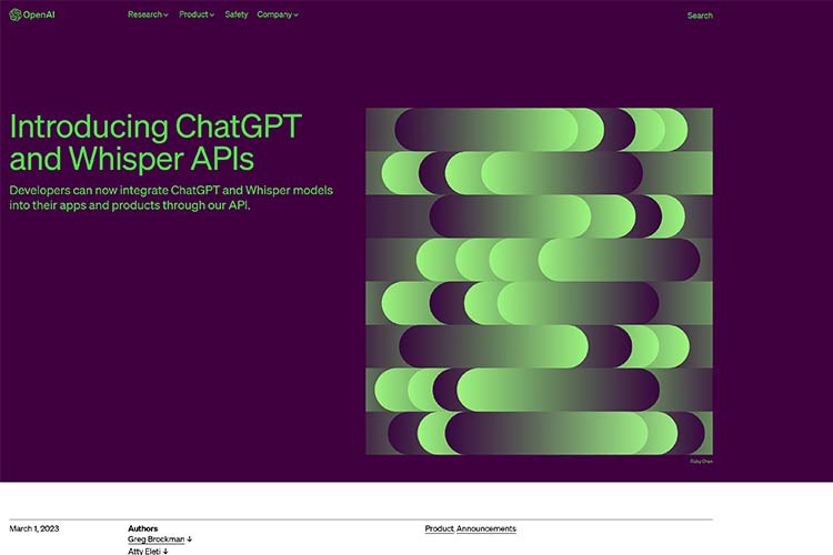 Example from Introducing ChatGPT and Whisper APIs