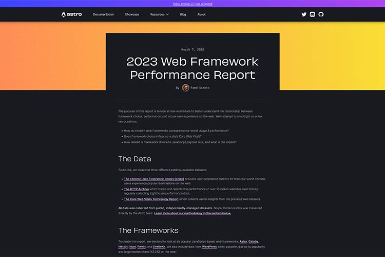 Example from 2023 Web Framework Performance Report