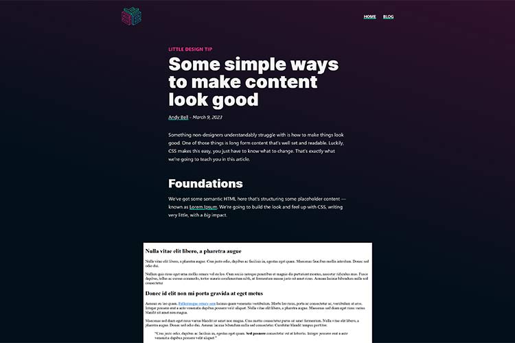 Example from Some simple ways to make content look good