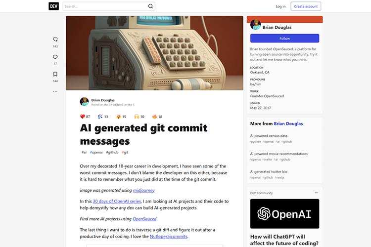 Example from AI generated git commit messages