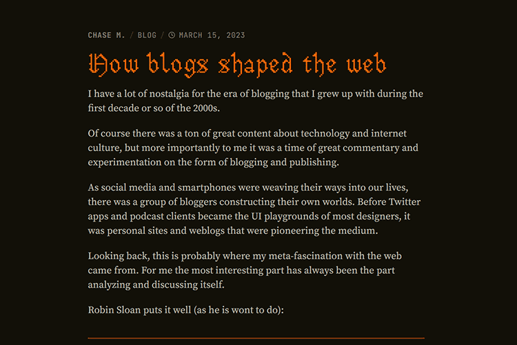 Example from How blogs shaped the web