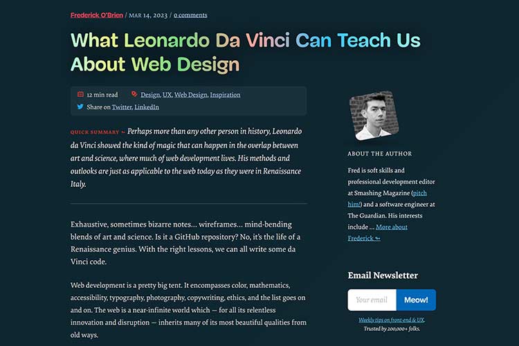Example from What Leonardo Da Vinci Can Teach Us About Web Design