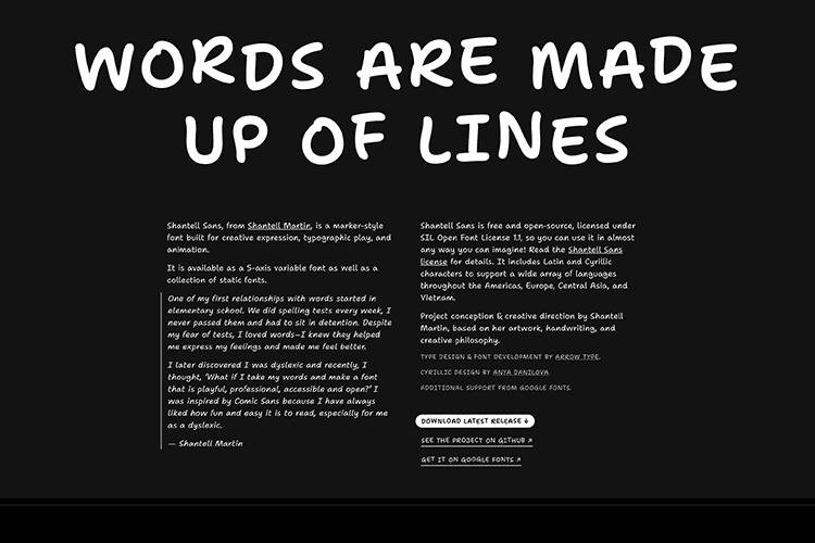 Example from Shantell Sans