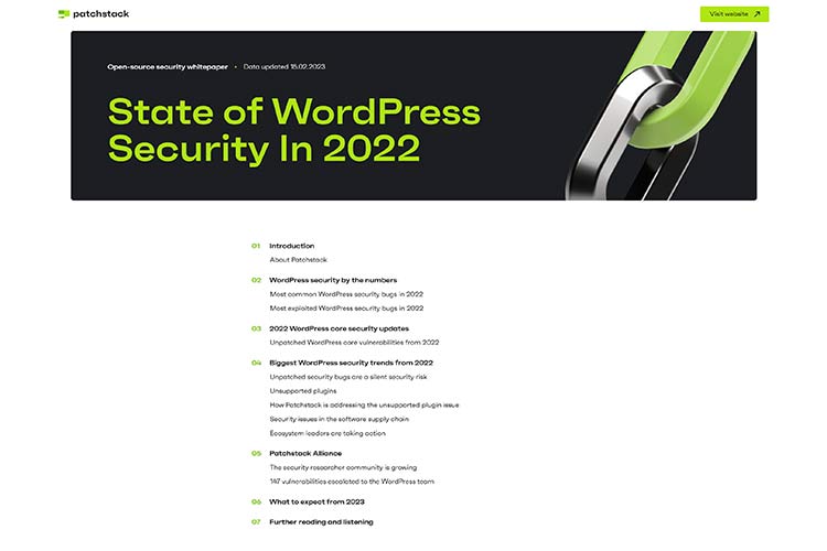 Example from State of WordPress Security In 2022