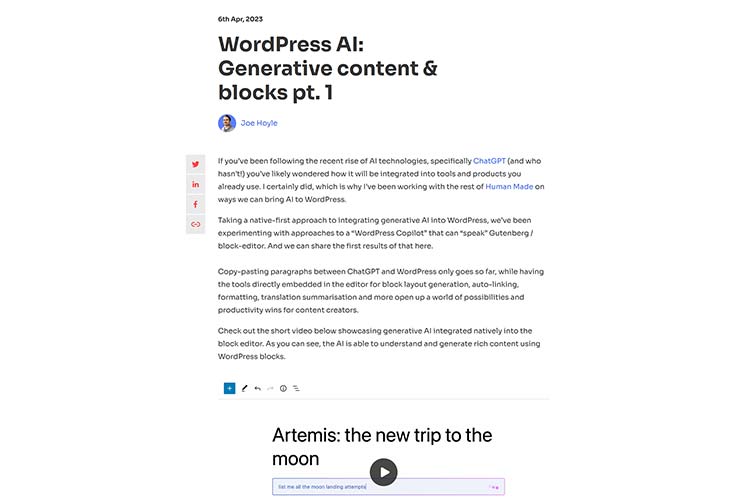 WordPress AI: Generative content & blocks pt. 1