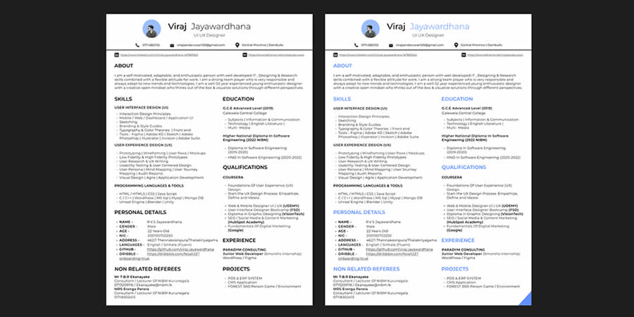 Informative UI & UX Resume CV Template Job Application Figma Design