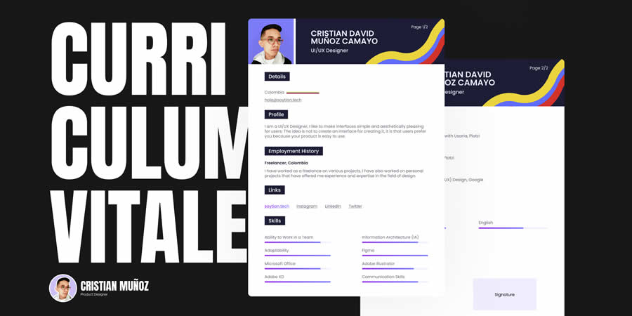 Curriculum Vitae Resume CV Template Job Application Figma Design