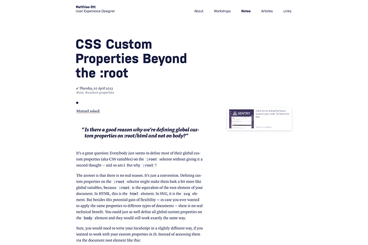 CSS Custom Properties Beyond the :root