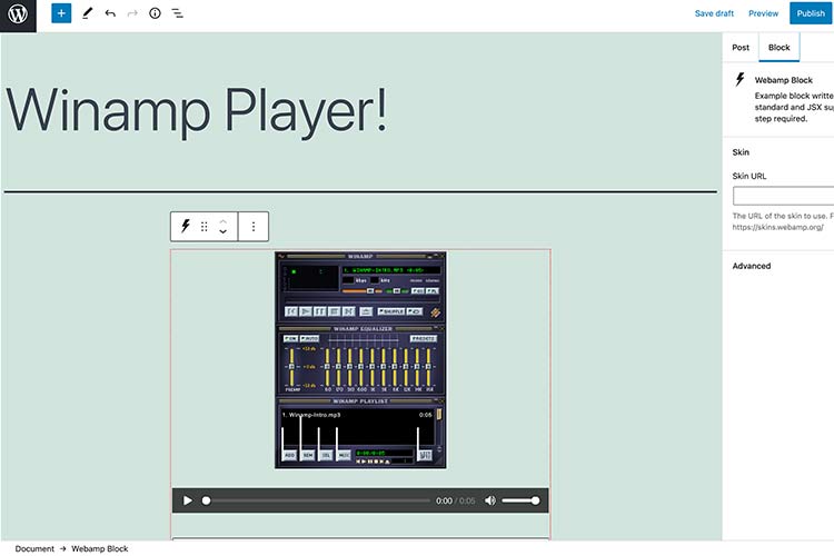 Winamp Block for WordPress
