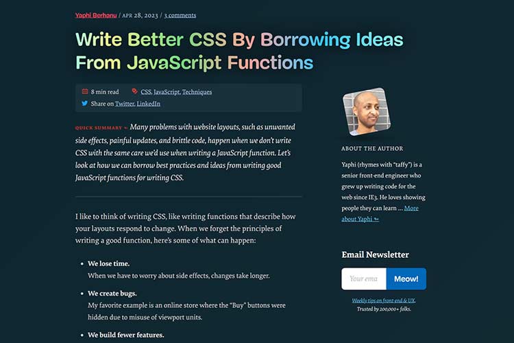 Write Better CSS By Borrowing Ideas From JavaScript Functions