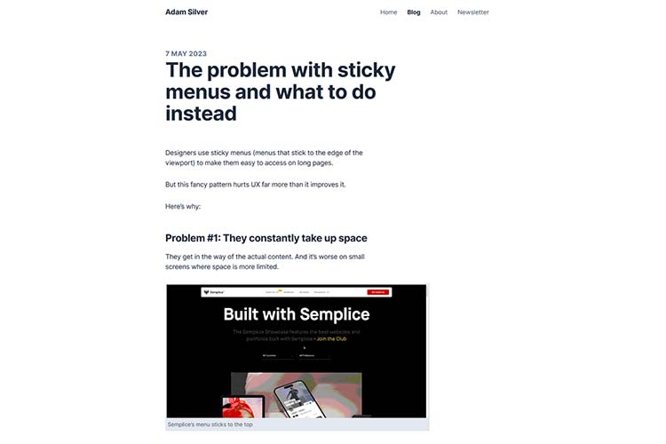 The problem with sticky menus and what to do instead