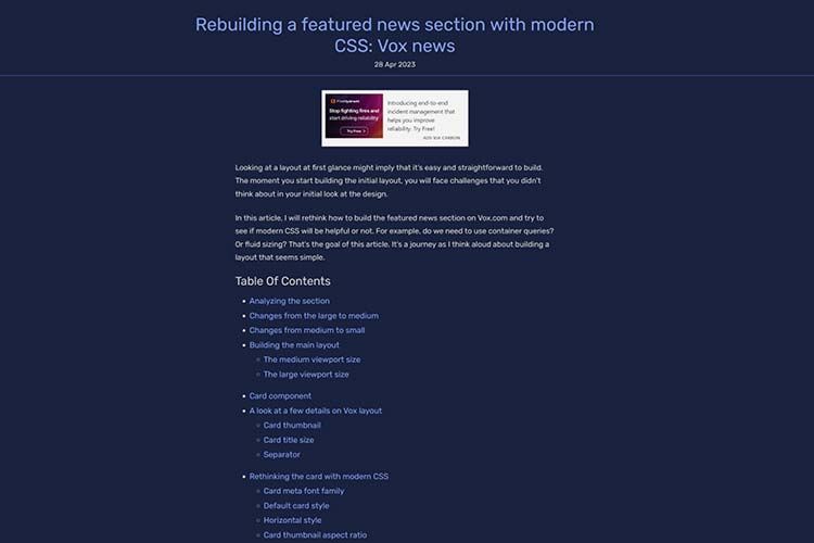 Rebuilding a featured news section with modern CSS: Vox news