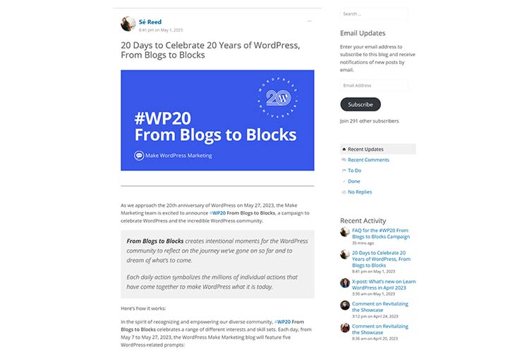 20 Days to Celebrate 20 Years of WordPress, From Blogs to Blocks