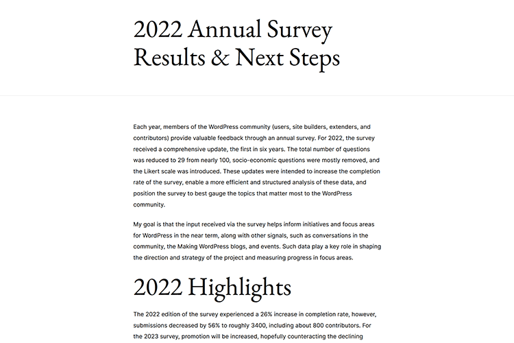 2022 Annual Survey Results & Next Steps