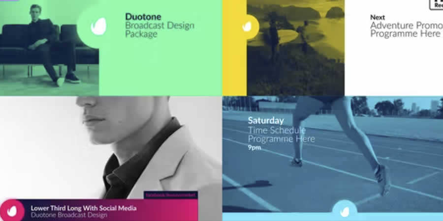 Duotone Broadcast Package Template After Effects Video Production