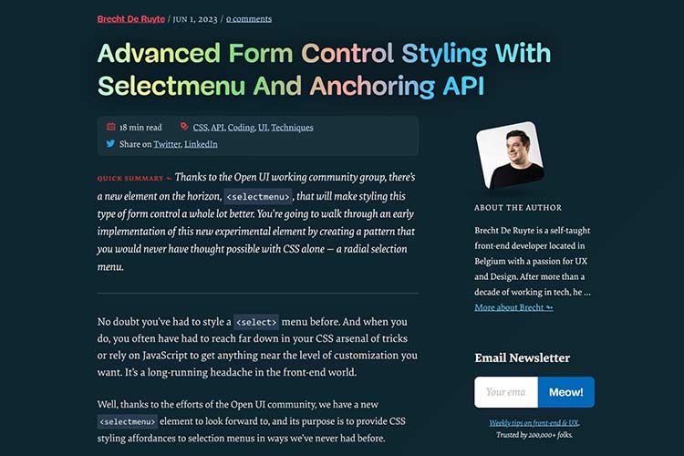 Advanced Form Control Styling With Selectmenu And Anchoring API