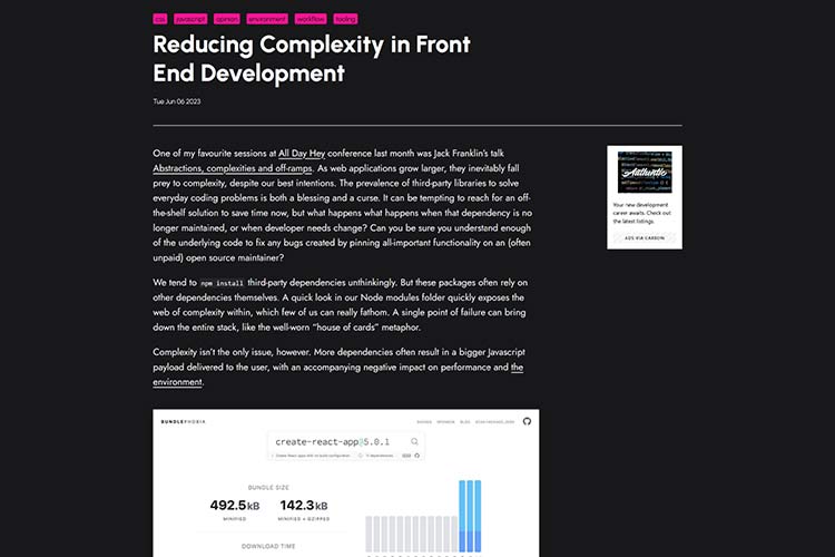 Reducing Complexity in Front End Development