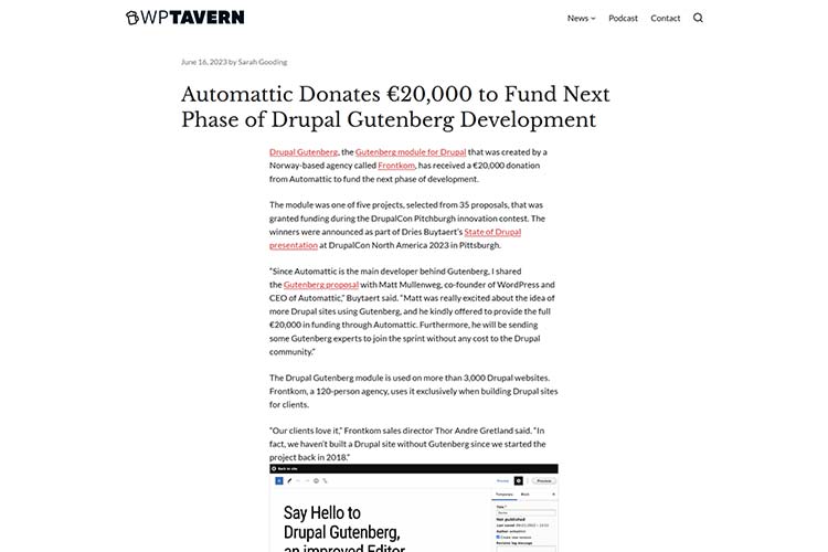 Automattic Donates €20,000 to Fund Next Phase of Drupal Gutenberg Development