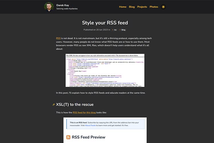 Style your RSS feed