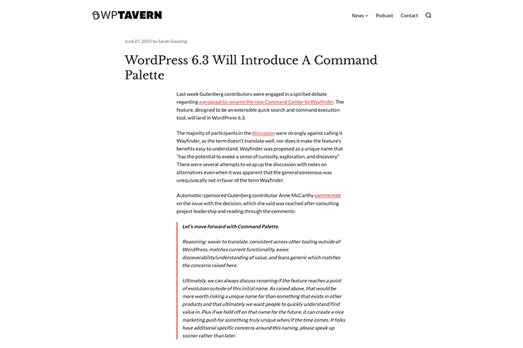 WordPress 6.3 Will Introduce A Command Palette