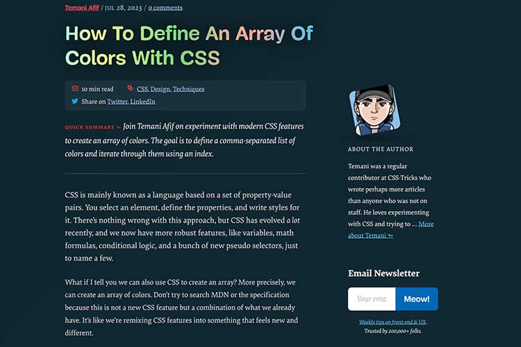 How To Define An Array Of Colors With CSS 