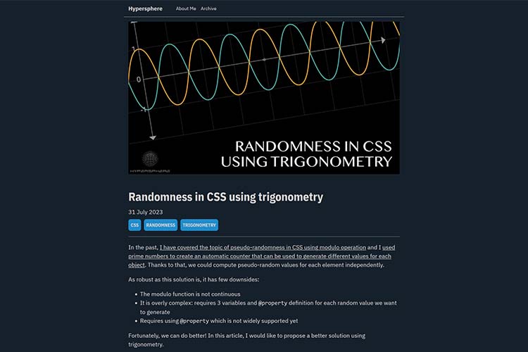 Randomness in CSS using trigonometry