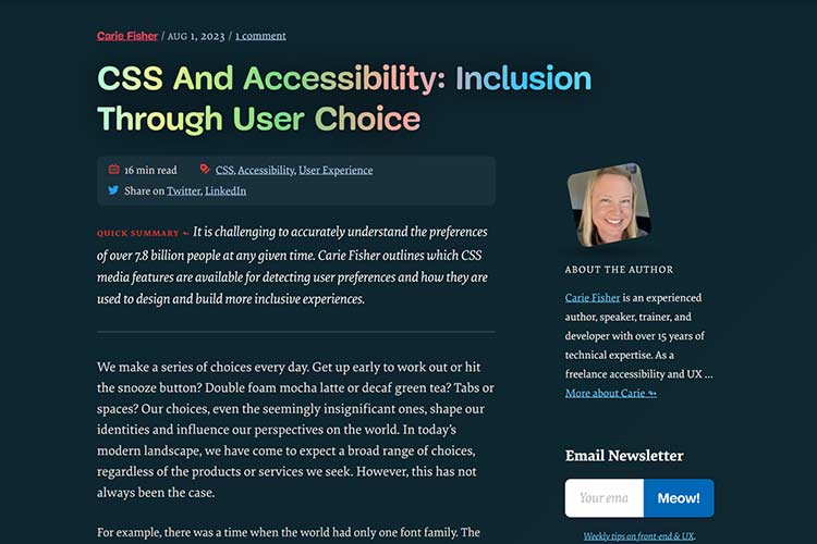 CSS And Accessibility: Inclusion Through User Choice
