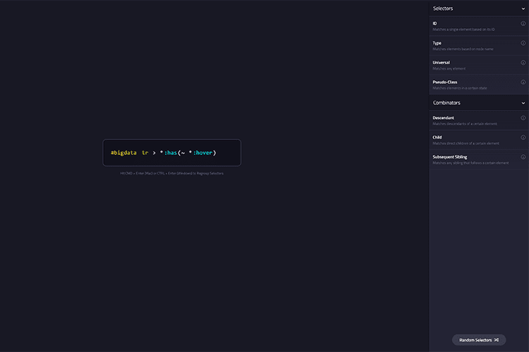 CSS Selectors/Combinators Classifier