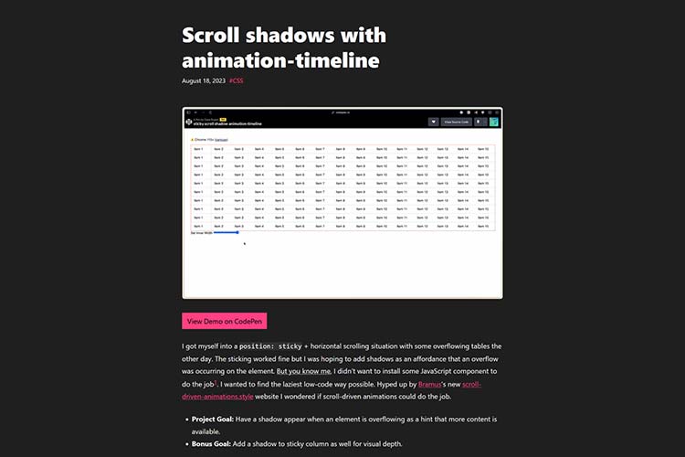 Scroll shadows with animation-timeline