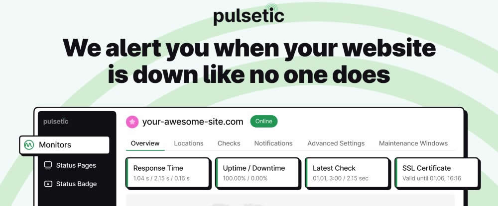 Pulsetic - Free Website Uptime Monitoring