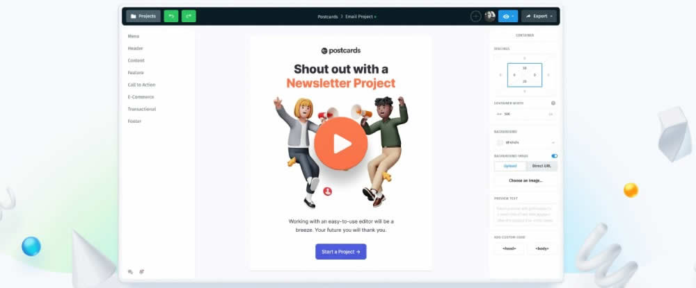 Postcards - No-Code Email Builder, Edit HTML Email Template