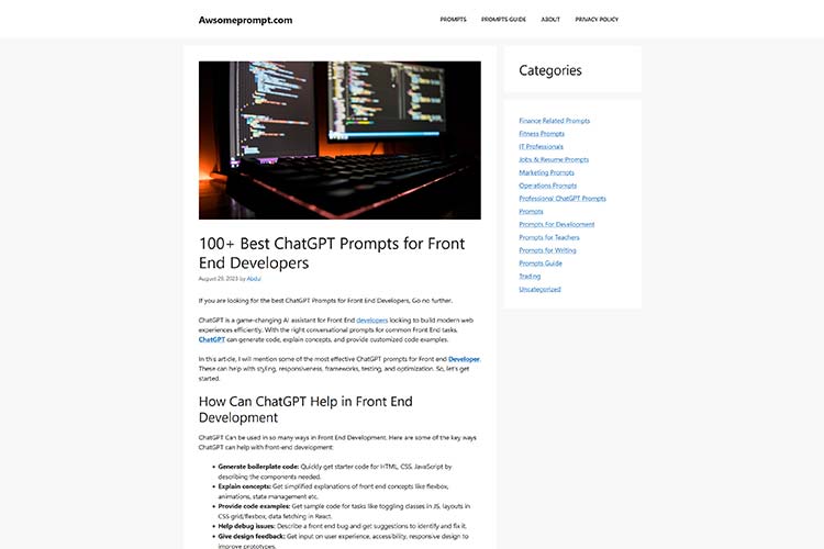 100+ Best ChatGPT Prompts for Front End Developers