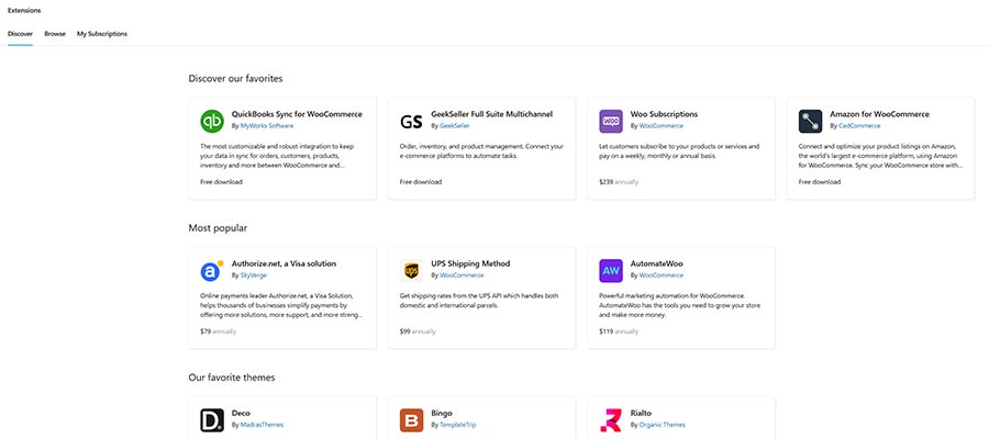 There is a large ecosystem of extensions for WooCommerce.