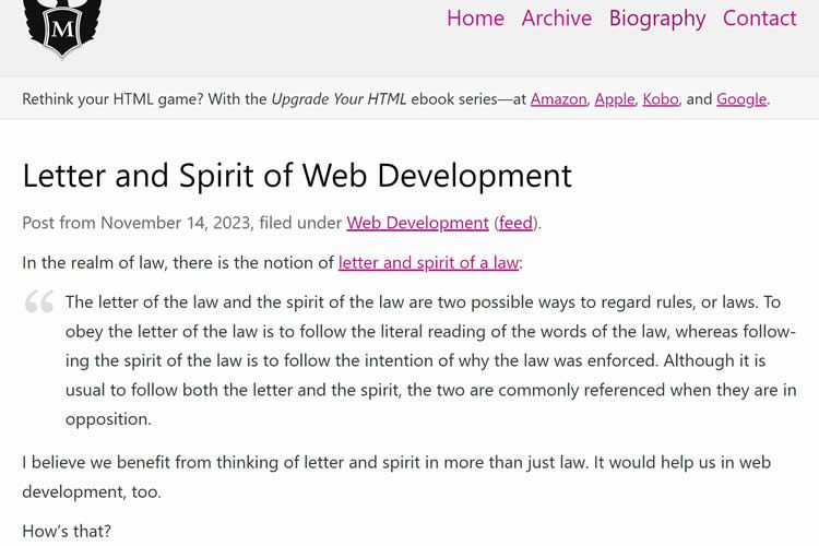 Letter Spirit of Web Development