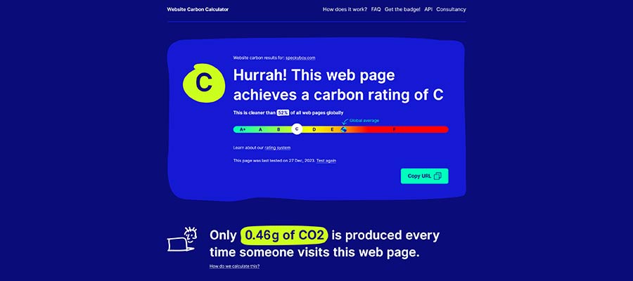 Use the Web Carbon Calculator to see your website's carbon footprint.