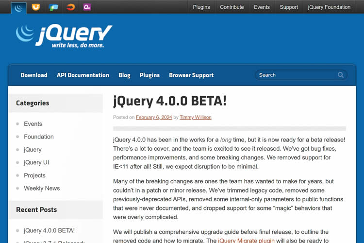 jQuery 4.0.0 Beta
