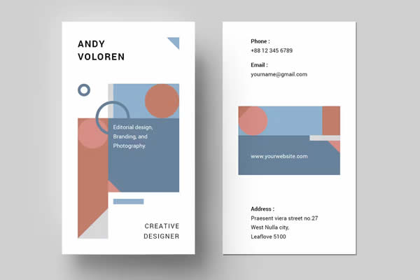 Vertical InDesign Business Card Template INDD