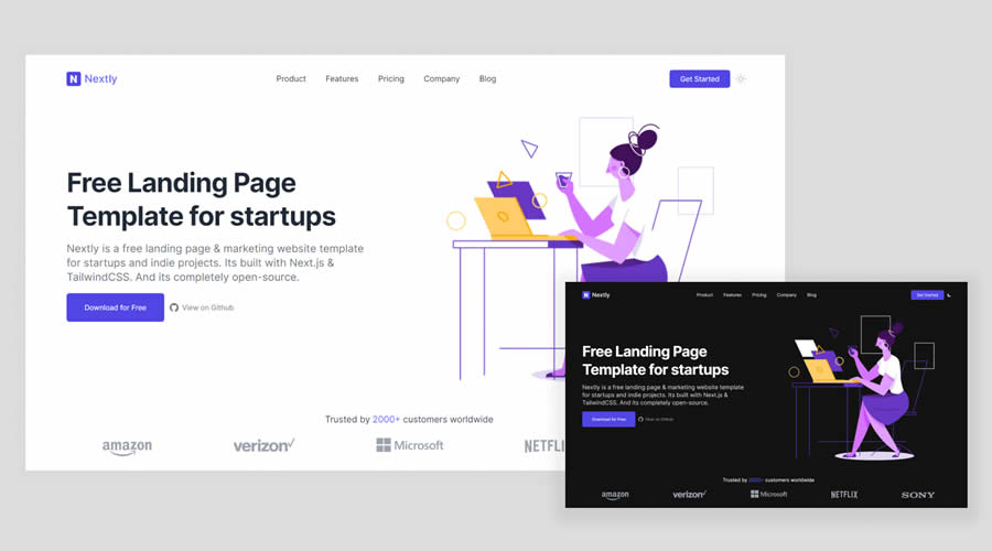 Nextly Landing Page Template Tailwind CSS