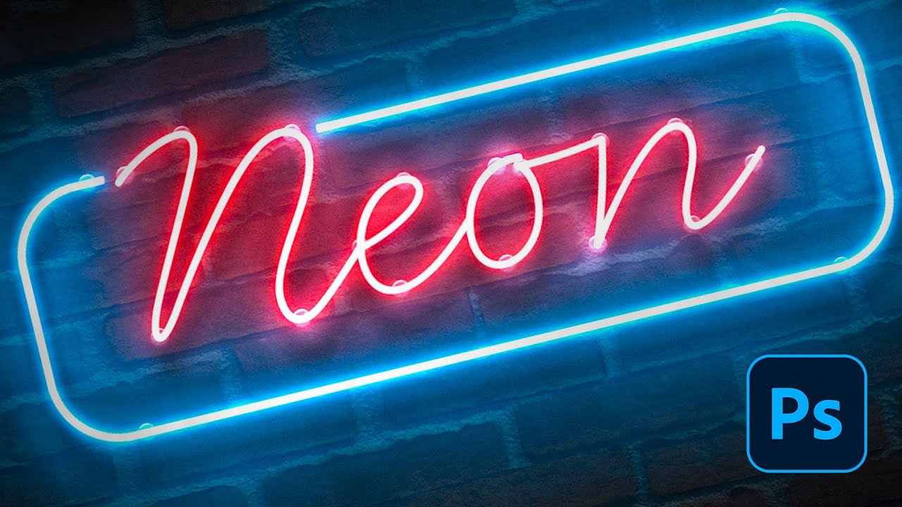 Graphic representation of Neon Light Effect and Vaporwave aesthetics in Photoshop with vibrant colors and a retro futuristic design.