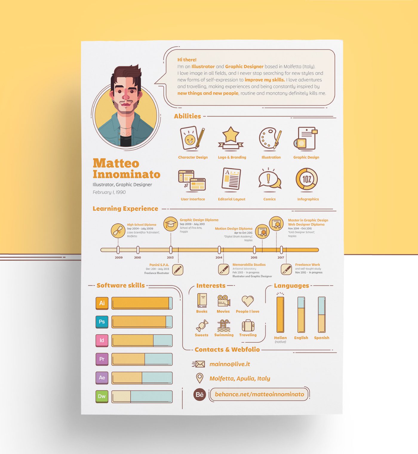 An illustration showcasing 10 creative curriculum vitae designs, including infographic, timeline, and minimalist styles, highlighting innovative presentation for job seekers.