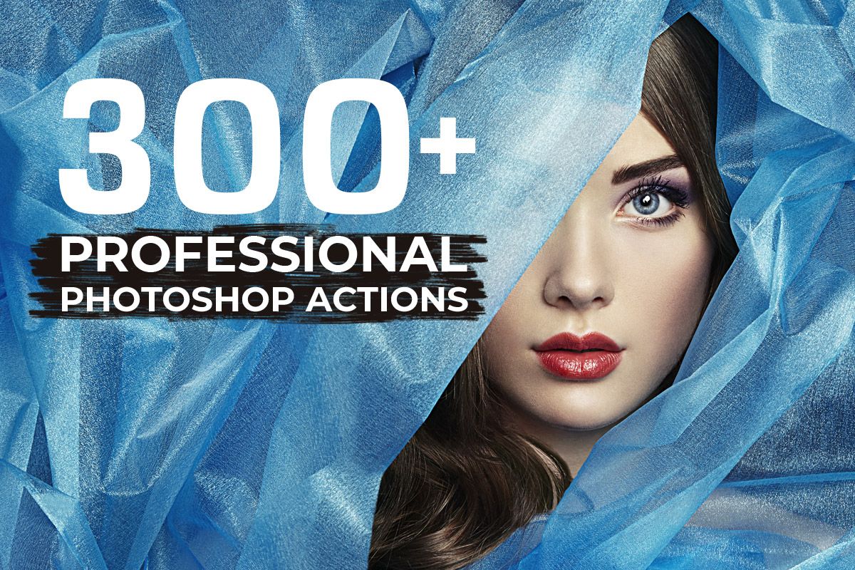 A creative collage of Photoshop actions effects showcasing various styles and transformations for photo editing.