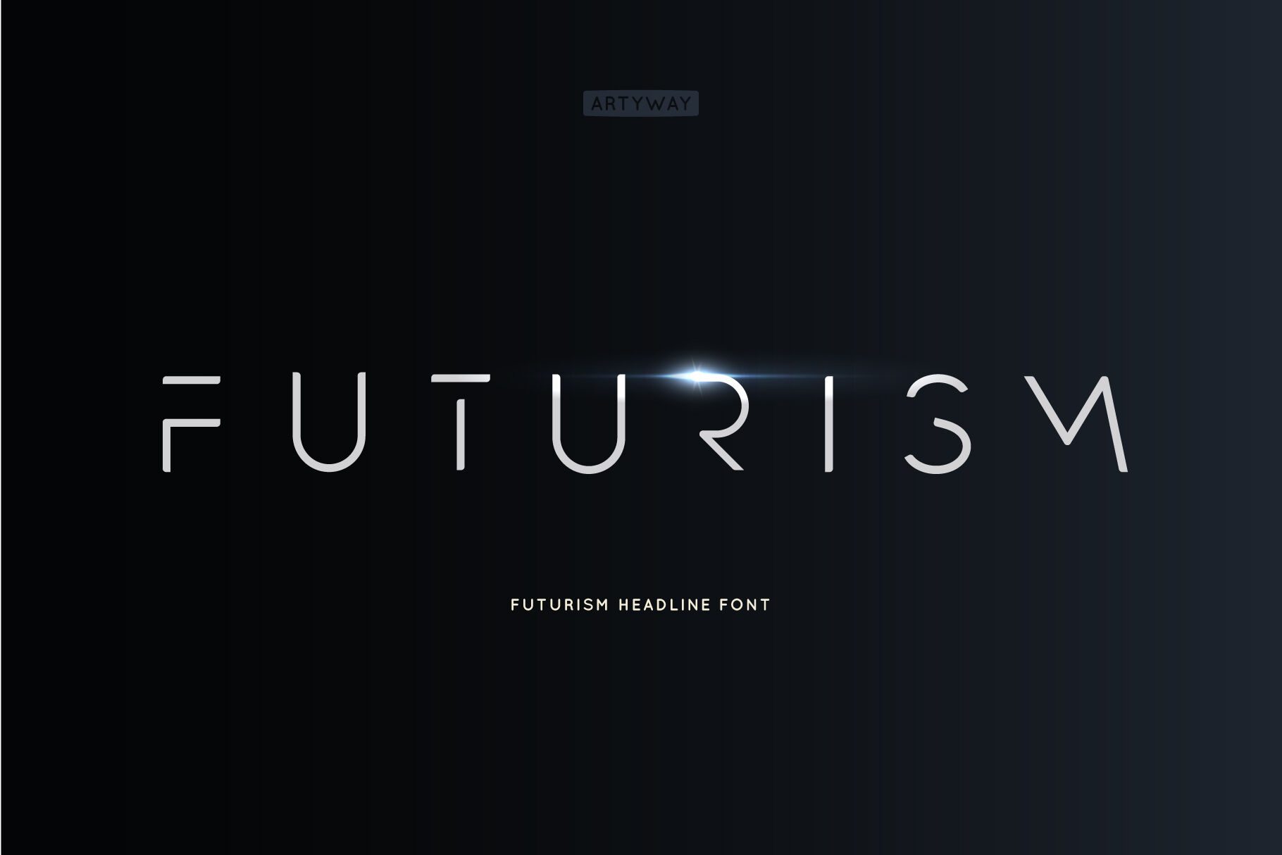 A collection of visually stunning futuristic fonts displayed on a sleek, tech-inspired background featuring geometric patterns and subtle cosmic imagery.