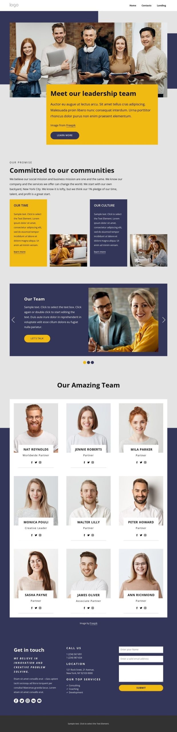 A modern graphic showcasing a web designer leading a project discussion with clients in a bright office.